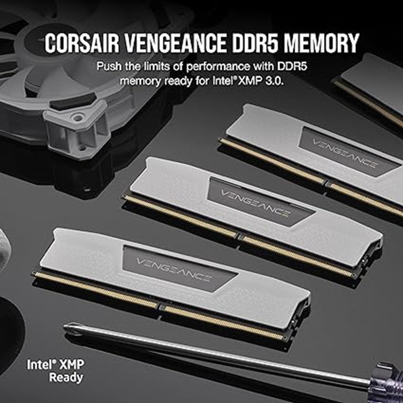 كورسير ذاكرة رام DDR5 سعة 32جيجابايت(2×16GB) 5600MHz CL36 انتل اكس ام بي اي كيو من فينجانس - ابيض