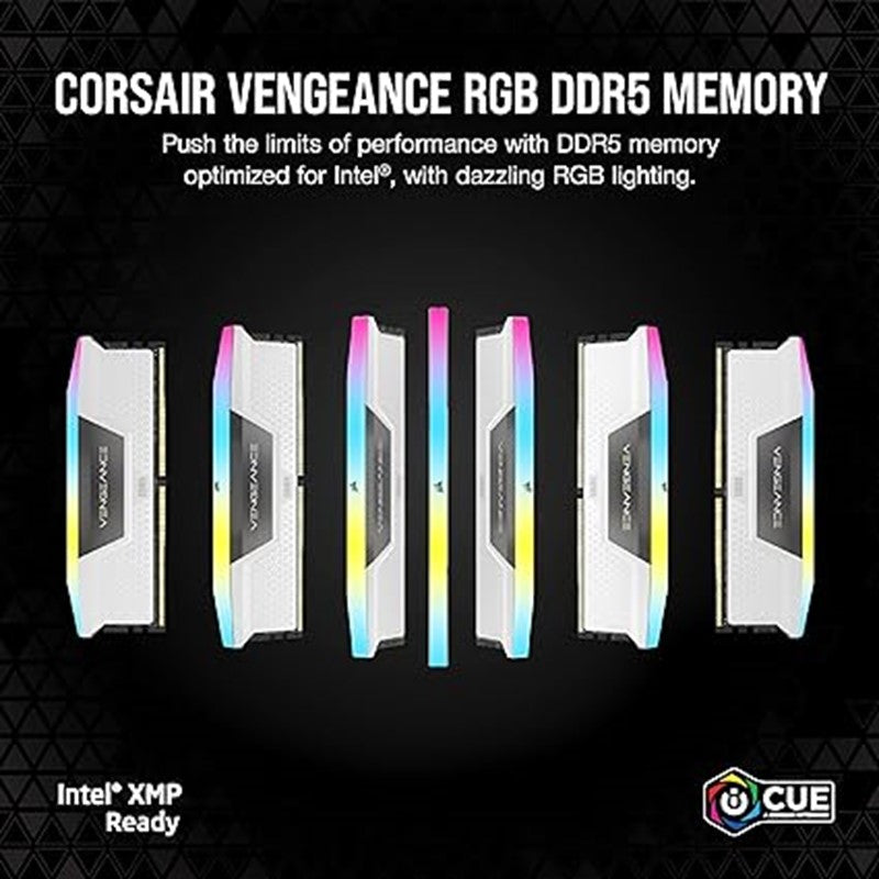 كورسير ذاكرة رام DDR5 سعة 32جيجابايت (2×16GB) 6200MHz CL36 انتل اكس ام بي اي كيو من فينجانس - ابيض