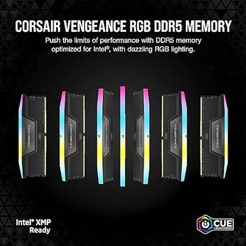 كورسير ذاكرة RAM DDR5 RGB 64جيجابايت (2x32GB) 5600MHz CL36 انتل XMP iCUE من فينجانس - اسود