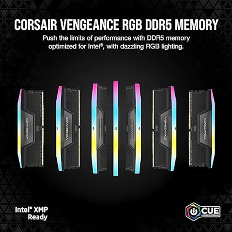 كورسير ذاكرة رام DDR5 RGB من فينجانس 32جيجابايت (2x16GB) 7000MHz CL34 انتل XMP iCUE - اسود