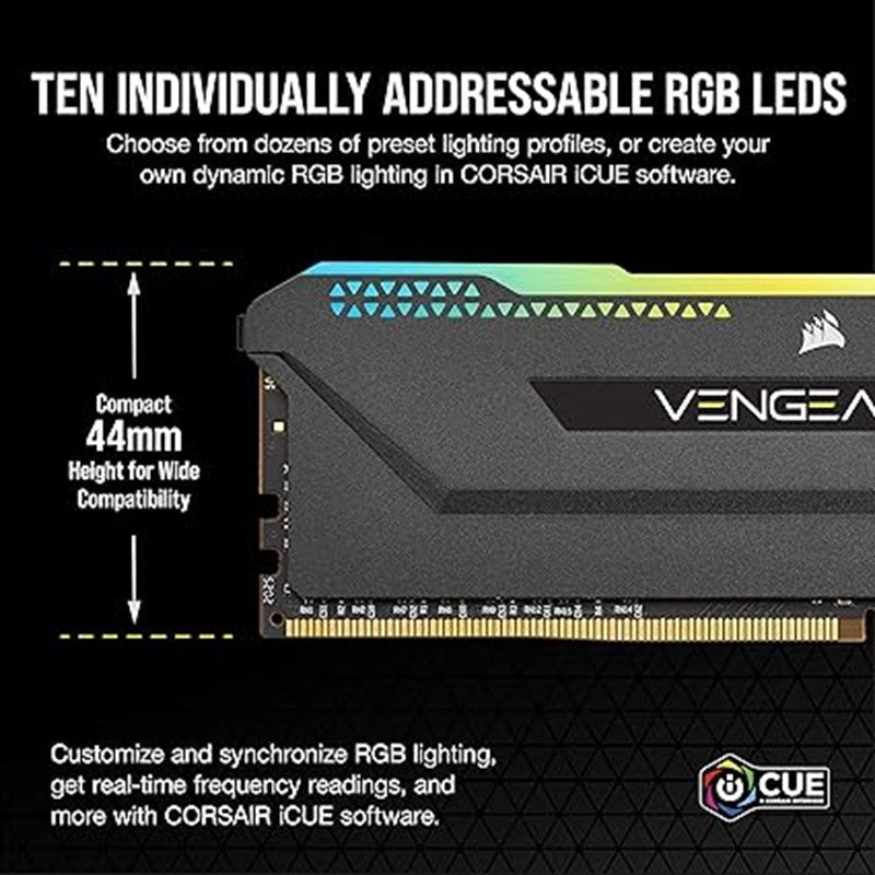 ورسير ذاكرة كمبيوتر من فينجانس RGB برو SL DDR4 32جيجابايت (2x16GB) 3600MHz CL18 انتل اكس ام بي 2.0 AMD رايزن iCUE - اسود