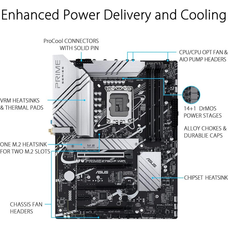 مازر بورد اسوس بريم Z790 P واي فاي DDR5 انتل الجيل 13