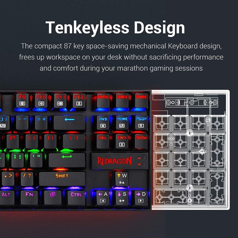 Redragon KUMARA K552 Wired RGB Mechanical Gaming Keyboard - Arabic - Black