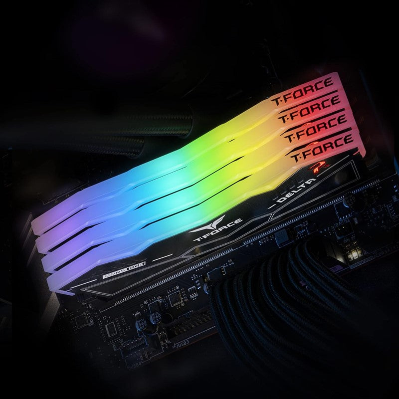 تيم تى فورس دلتا رام RGB 6000 ميجا هرتز 32 جيجابايت 2x16 جيجابايت أسود DDR5