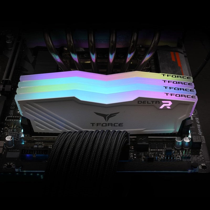 تيم تى فورس دلتا رام RGB 3600 ميجا هرتز 32 جيجابايت 2x16 جيجابايت أبيض DDR4
