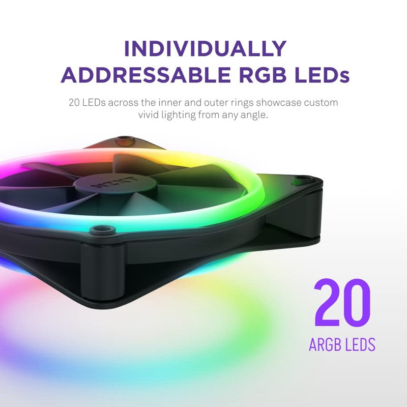 مروحة تبريد ان زد اكس تي 120ملل RGB وجهاز التحكم حزمة واحدة 3 مراوح