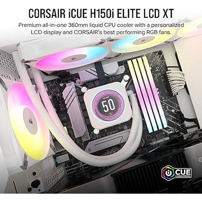 Corsair Icue H150I Elite Lcd Xt RGB 360Mm Liquid Cpu Cooler - White