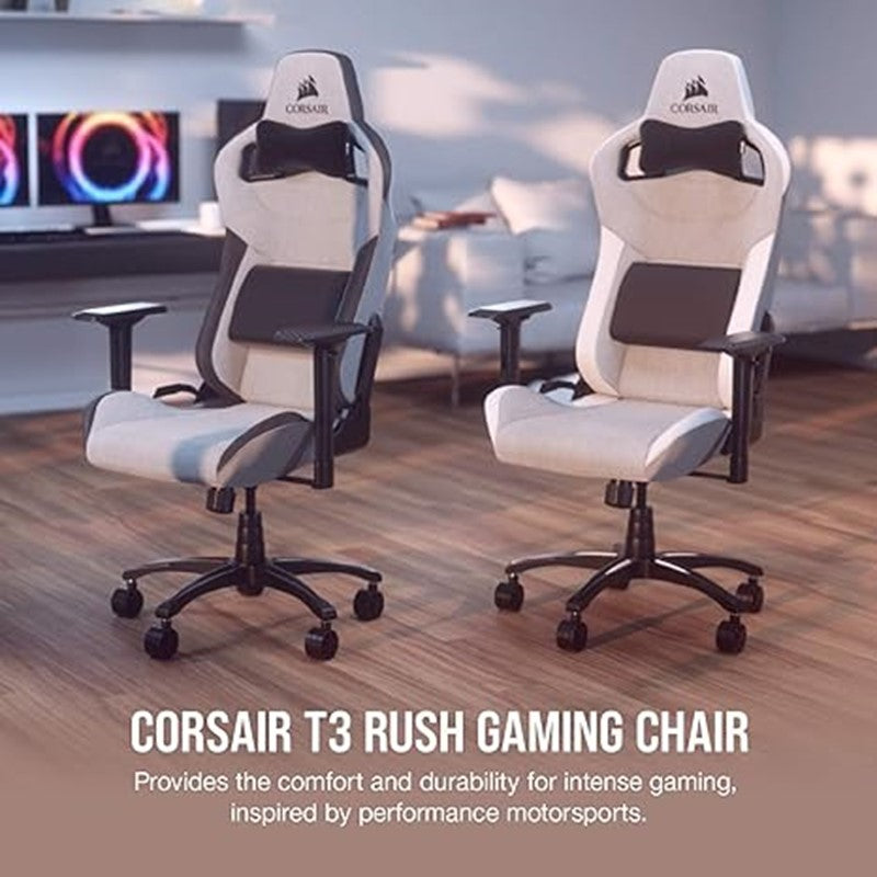 كرسي ألعاب كورسير T3 Rush قماش رمادي/أبيض