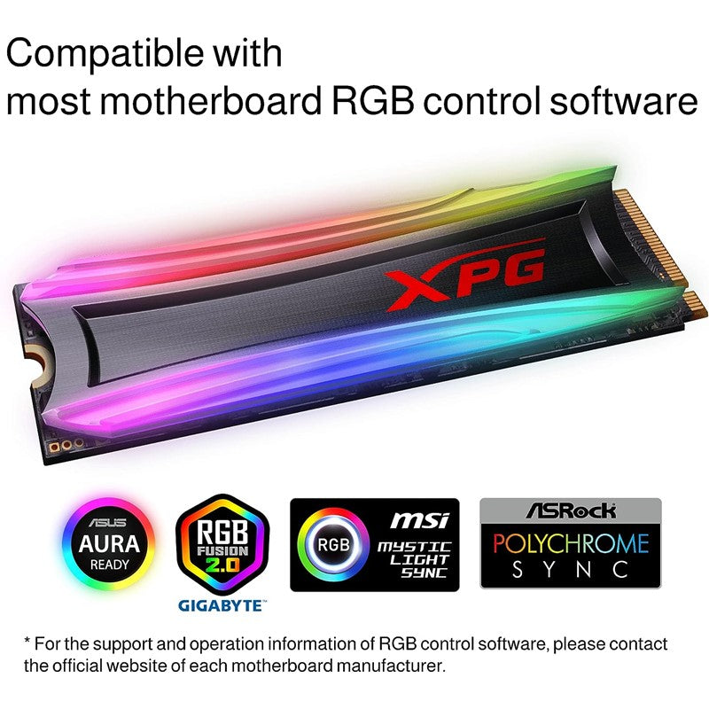هارد داخلي اكس بيه جي S40G سبكتريكس RGB سعة 2 تيرابايت بيسيل 3x4جيل M.2 SSD