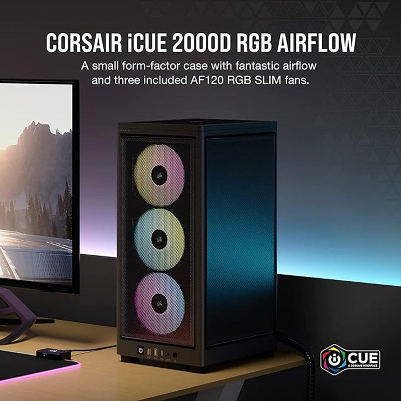 كمبيوتر كيس كورسير اي كيو 2000D RGB اير فلو - اسود