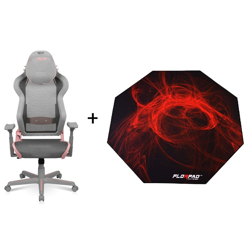 DXRacer Air Series Gaming Chair - Pink/Grey + Free Florpad - Fury (Large - 120x120)