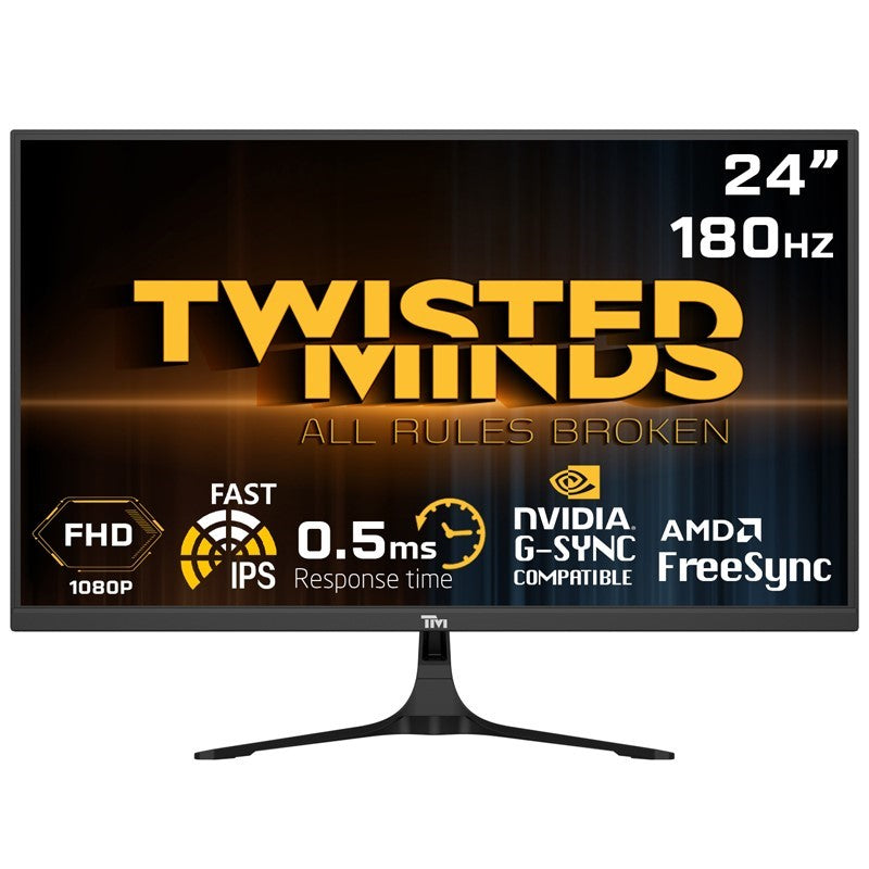 Twisted Minds 23.8inch ,Flat, FAST IPS, HDMI2.0 Gaming Monitor - TM24FHD180IPS + (Free Twisted Minds 3 in 1 Sound Pickup RGB Wireless Charger)