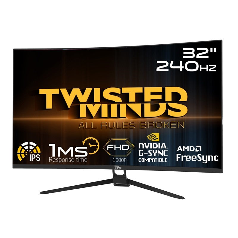 Twisted Minds 32'', 240Hz, 1ms Curved Gaming Monitor  + (Free Twisted Minds 3 in 1 Sound Pickup RGB Wireless Charger)