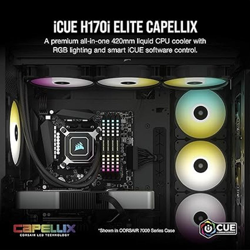 Corsair H170i Elite Capellix 420mm AIO CPU Liquid Cooler, ATS-593770029