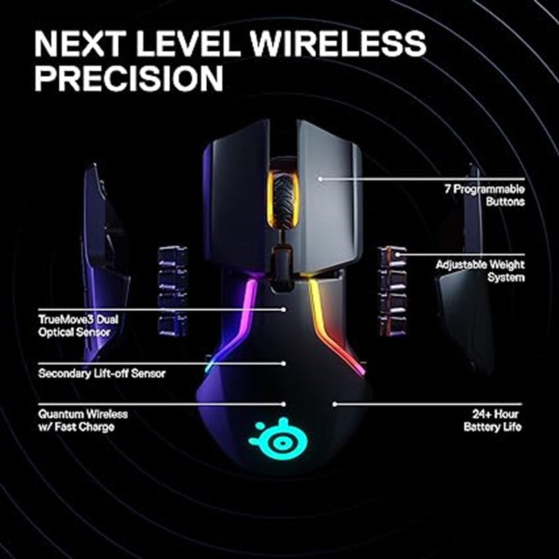 ماوس للألعاب ريفال 710 – 16،000 CPI حركة حقيقية، بثلاث مستشعرات بصرية – وشاشة OLED من شركة ستيل سيريس