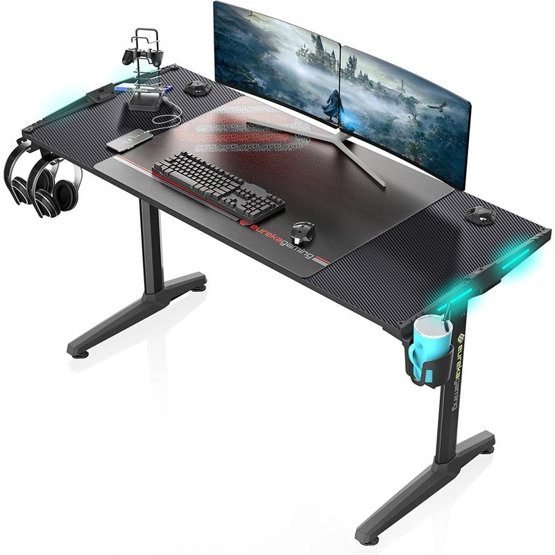 Eureka Ergonomic 55 Inch Rgb Led Gaming Desk With Lights, ATS-593770696