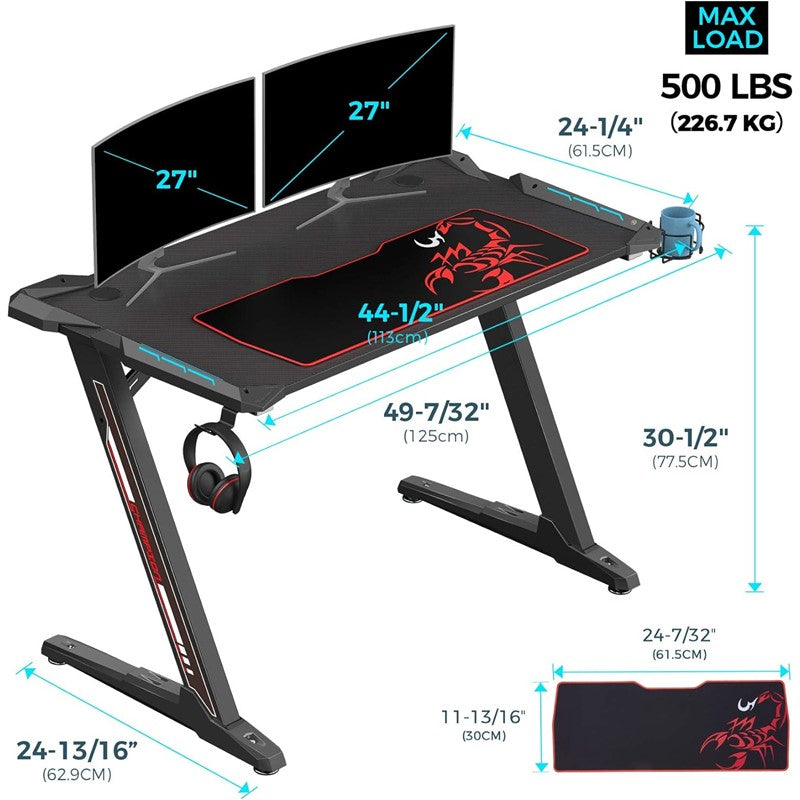Eureka Ergonomic Z1-S Pro Gaming Desk With Rgb Lights - Black, ATS-593770697