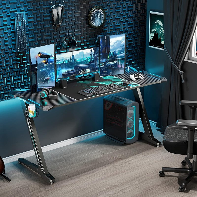 Eureka Ergonomic Z60 Black Gaming Desk With Rgb Lights, ATS-593770698
