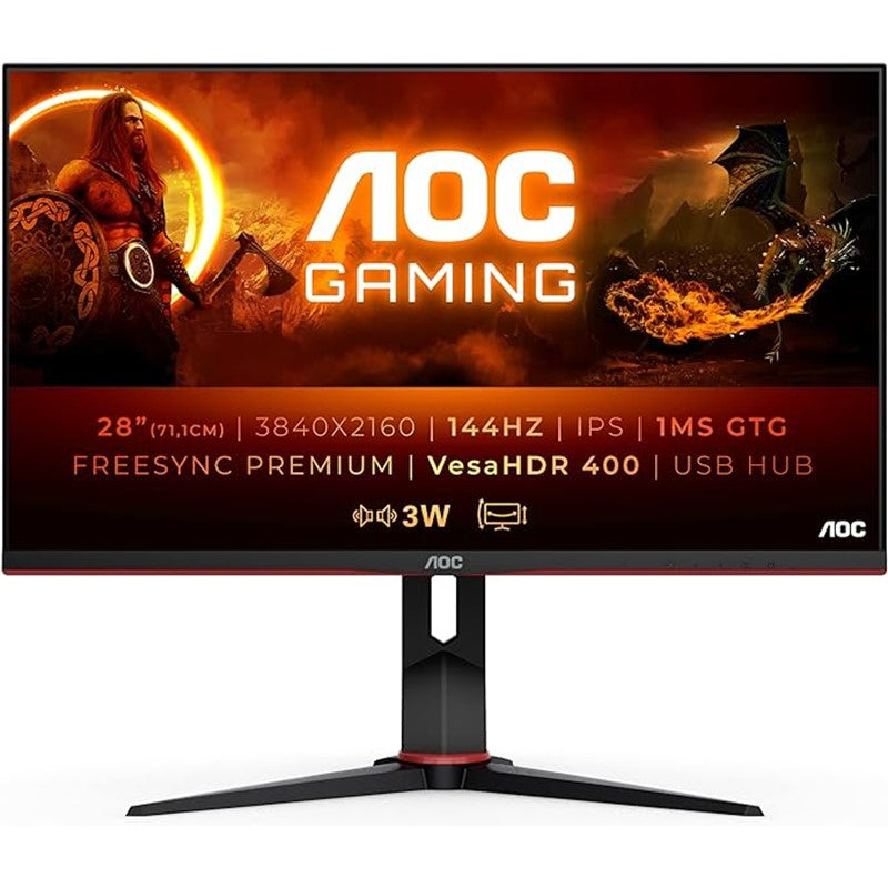 AOC Gaming 28 Inch 4K UHD U28G2X 3840 X 2160 IPS Flat 144Hz 1Ms Monitor