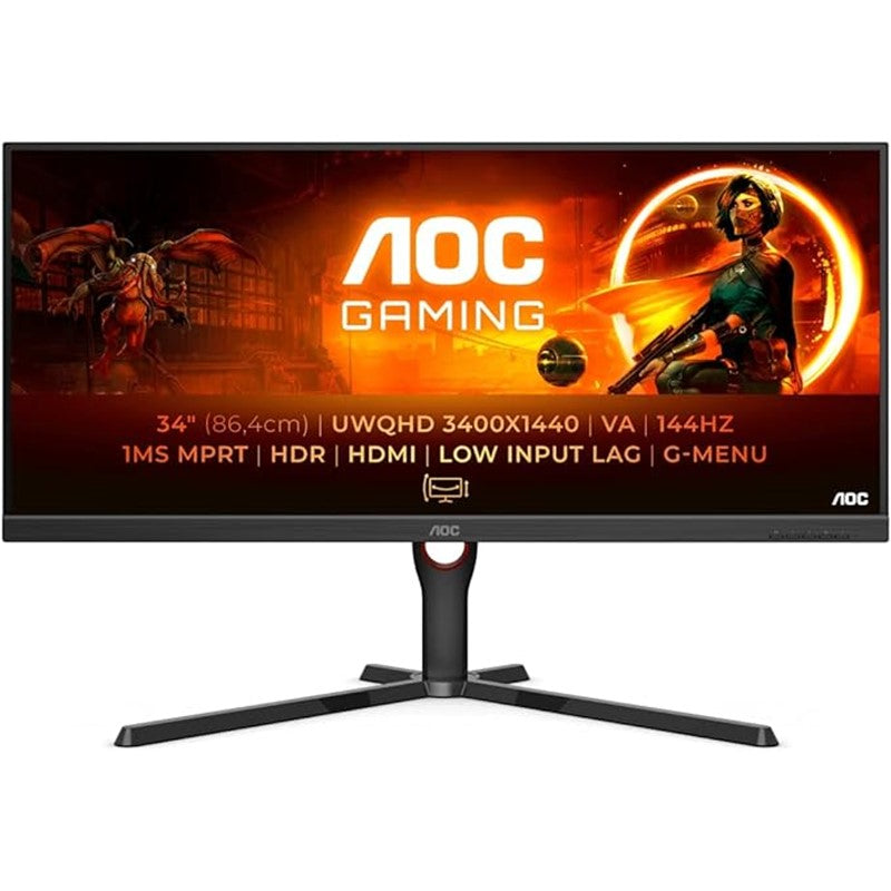 AOC Gaming G3 Series 34 Inch QHD U34G3XM 3440 X 1440 VA Flat 144Hz 1Ms Monitor