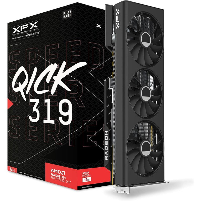 XFX Speedster Qick319 Rx 7700 Xt Black Gaming Graphics Card 12Gb Gddr6 HDMI 3XDP, AMD Rdna 3 Rx-77Tqickb9