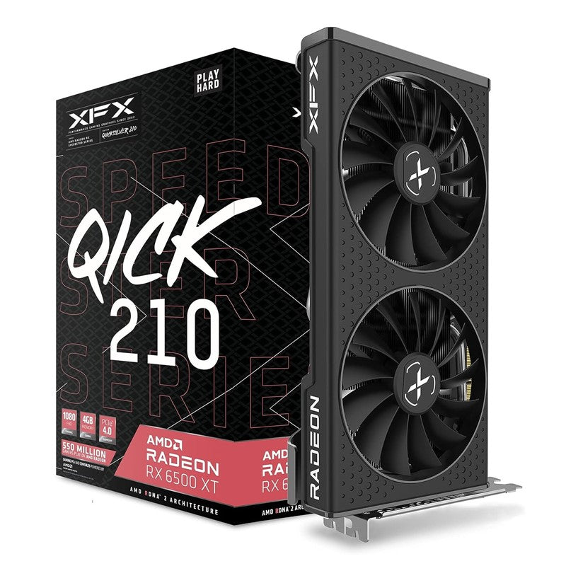 Refurbished - XFX Speedster QICK 210 AMD Radeon RX 6500 XT Core Gaming Graphics Card with 4GB GDDR6, AMD RDNA 2