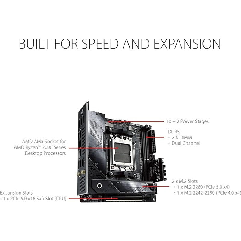 أسوس مازر بورد للالعاب روج ستريكس X670E-I واي فاي 6E مقبس AM5 (LGA 1718) رايزن 7000 ميني