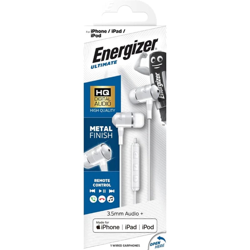 Energizer - Earphones Uil35 Metal Lightning - White