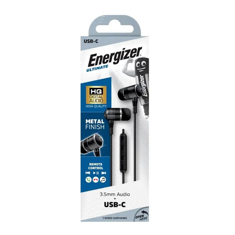 Energizer - Earphones Uic30 Metal Typec Digital - Black