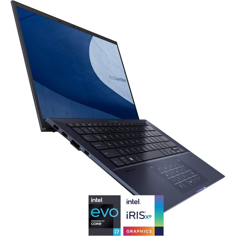 لابتوب أسوس اكسبيرت بوك بشاشة مقاس 14 بوصة، ومعالج كور i7-1165G7/ وذاكرة وصول عشوائي سعة 16 جيجابايت/ ومحرك أقراص SSD سعة 512 جيجابايت/ وبطاقة رسومات Intel Iris Xe Graphic Star، أسود