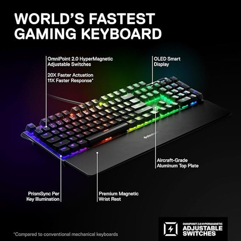 SteelSeries Apex Pro RGB Led Gaming Keyboard - Black