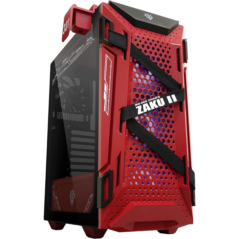 Asus Tuf Gt301 Zaku Ii Edition ATX Mid-Size Gaming Case With Tempered Glass Side Panel, Honeycomb Front Panel, 120Mm Addressable RGB Aura Fan, Headphone Hook And 360Mm Cooler, Gundam Edition