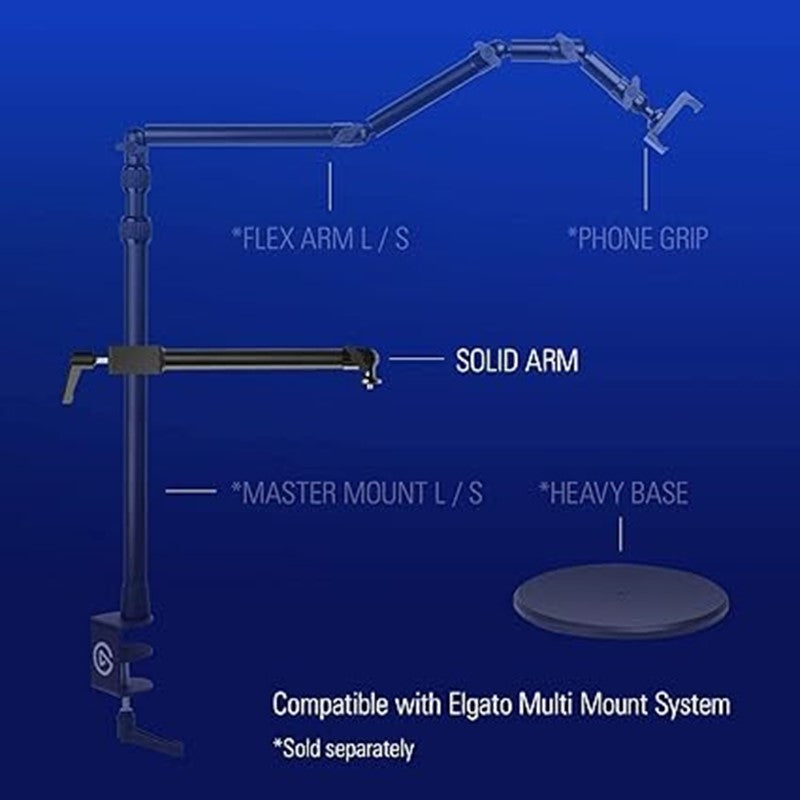 Elgato Holding Arm with Padded Clamp for easy Mounting and Adjusting of Lights, Cameras