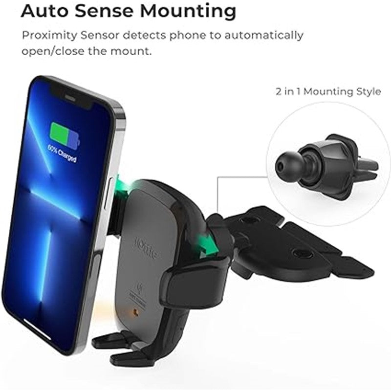 iOttie Auto Sense Automatic Wireless Charging CD/Air Vent Mount - Black