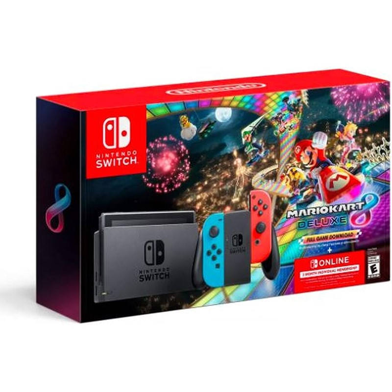 Switch and Mario Kart 8 Deluxe Bundle (Red and Blue Joy-Cons)
